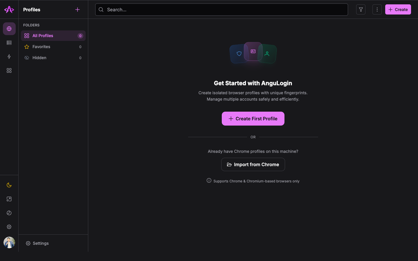 AnguLogin Profile Manager view